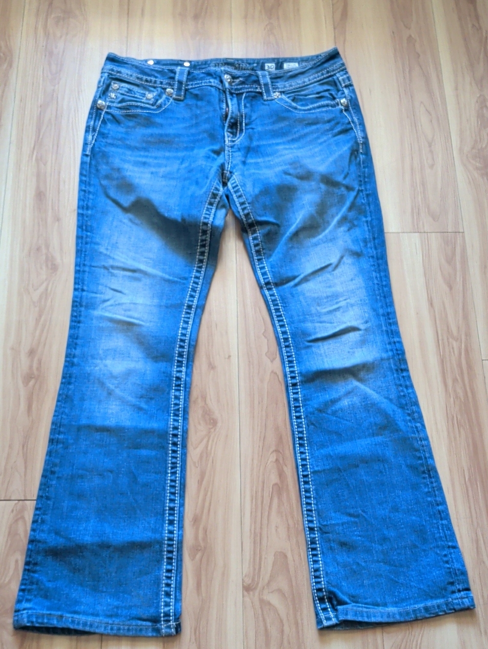 Miss Me Blue Bootcut Jeans with Contrast Stitching